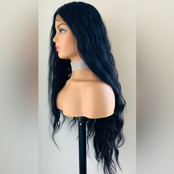 Long Black Loose Wave Premium Fiber Lace Front Wig for Daily Wear/Cosplay/Events - Picture 9 of 12